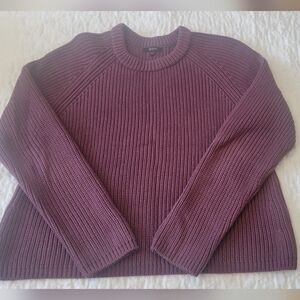 Quince Purple Ribbed Crewneck Sweater
